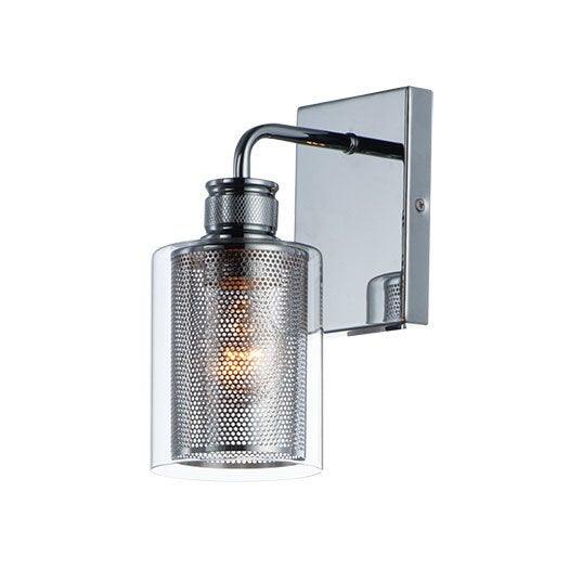 Polished Chrome with Mesh and Clear Glass Shade Wall Sconce - LV LIGHTING