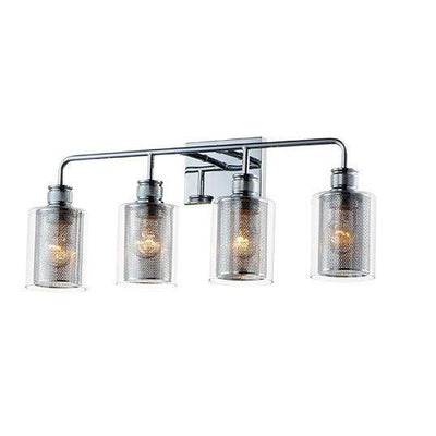 Polished Chrome with Mesh and Clear Glass Shade Vanity Light - LV LIGHTING