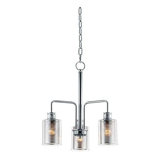 Polished Chrome with Mesh and Clear Glass Shade Chandelier - LV LIGHTING