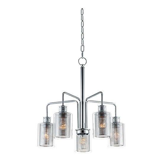Polished Chrome with Mesh and Clear Glass Shade Chandelier - LV LIGHTING