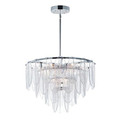 White Polished Chrome with Glass Petals Chandelier - LV LIGHTING