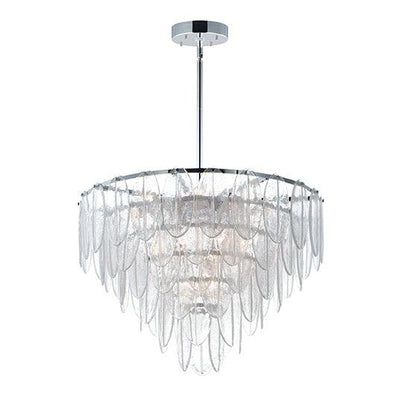 White Polished Chrome with Glass Petals Chandelier - LV LIGHTING