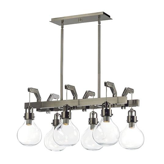 Dark Satin Nickel with Clear Glass Shade Industrial Design Linear Pendant - LV LIGHTING
