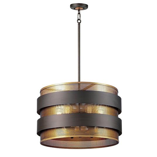 Oil Rubbed Bronze with Antique Brass Meshed Pendant - LV LIGHTING