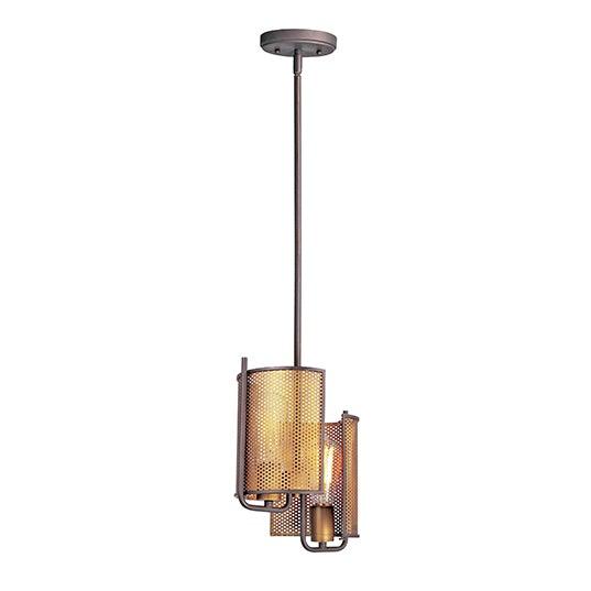 Oil Rubbed Bronze with Antique Brass Meshed 2 Light Pendant - LV LIGHTING