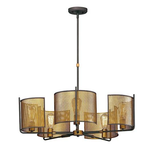Oil Rubbed Bronze with Antique Brass Meshed Chandelier - LV LIGHTING