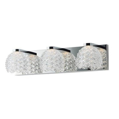 LED Polished Chrome with Clear Wave Glass Shade Vanity Light - LV LIGHTING