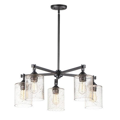 Bronze with Stone Seeded Glass Shade Chandelier - LV LIGHTING