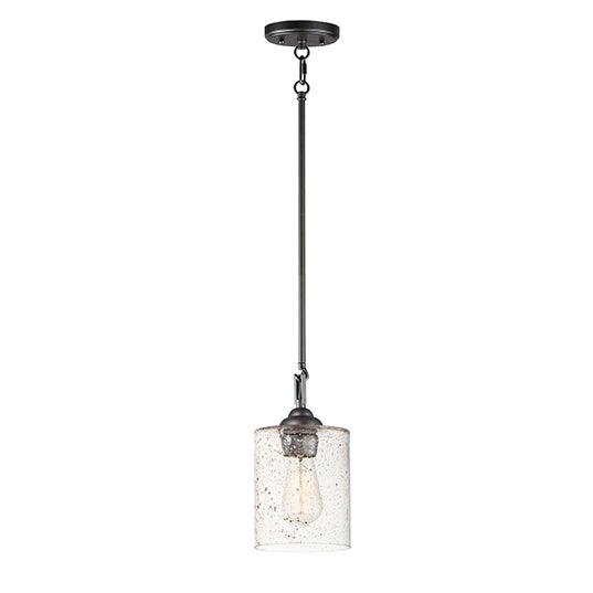 Bronze with Stone Seeded Glass Shade Pendant - LV LIGHTING