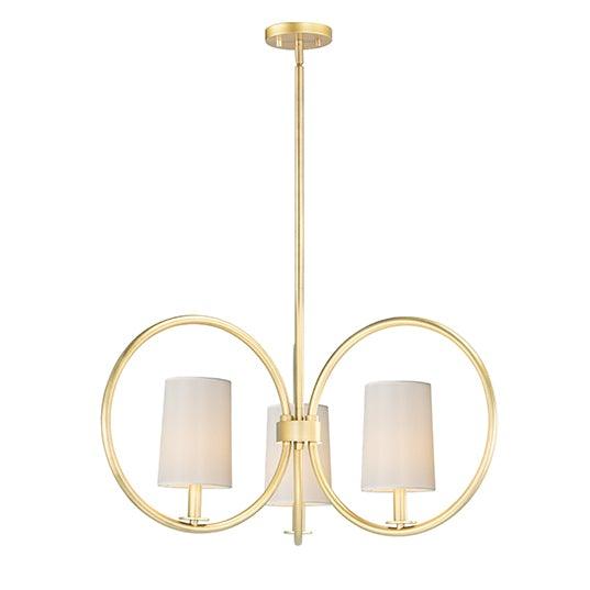 Natural Aged Brass Ring Frame with Fabric Shade Chandelier - LV LIGHTING