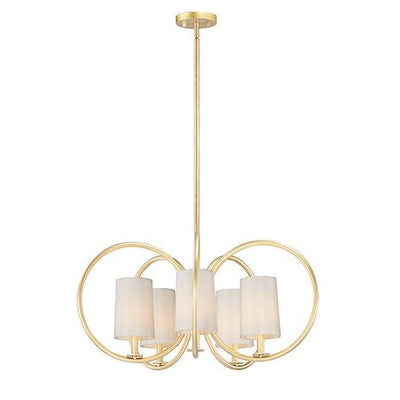 Natural Aged Brass Ring Frame with Fabric Shade Chandelier - LV LIGHTING