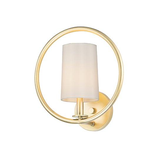 Natural Aged Brass Ring Frame with Fabric Shade Wall Sconce - LV LIGHTING