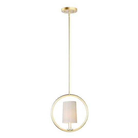 Natural Aged Brass Ring Frame with Fabric Shade Pendant - LV LIGHTING