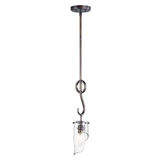 Chestnut Bronze Forged Arms with Piastra Style Glass Shade Pendant - LV LIGHTING