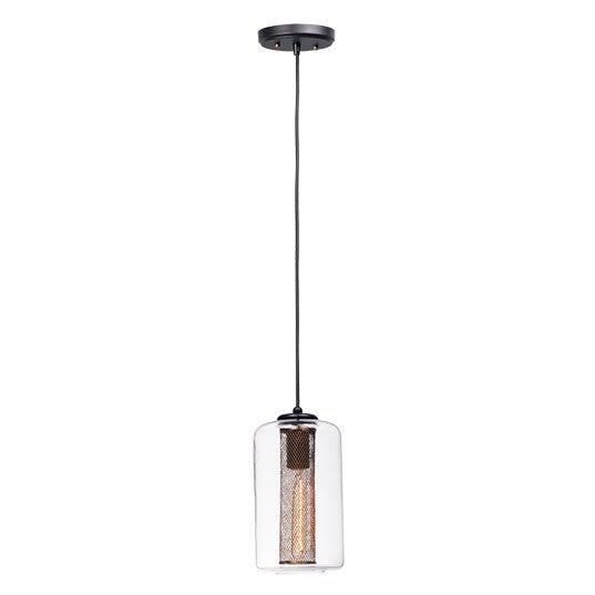 Black with Satin Brass with Clear Glass Shade Meshed Pendant - LV LIGHTING