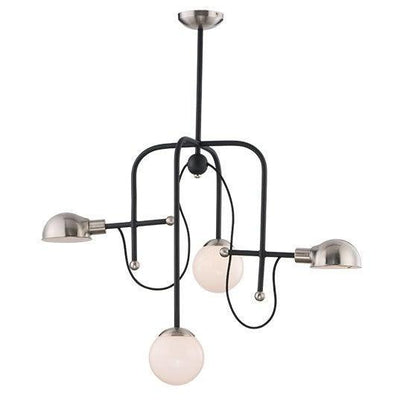 Steel Frame with Opal White Glass Globe Eclectic Design Chandelier - LV LIGHTING