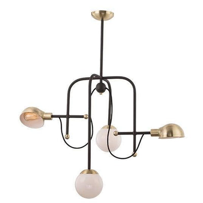Steel Frame with Opal White Glass Globe Eclectic Design Chandelier - LV LIGHTING