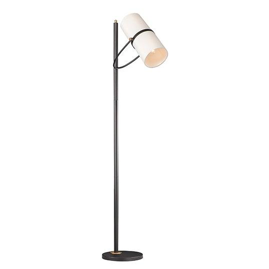Bronze with Antique Brass with Off White Linen Shade Floor Lamp - LV LIGHTING