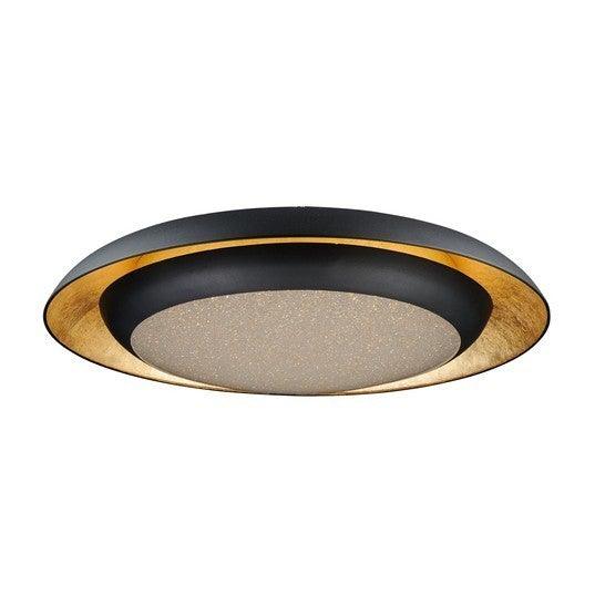 LED Gold Leaf with Black Round Crystaline Diffuser Flush Mount - LV LIGHTING