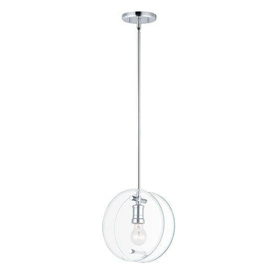 Polished Chrome with Clear Glass Round Panel Shade Pendant - LV LIGHTING