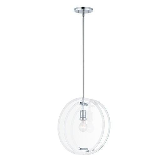 Polished Chrome with Clear Glass Round Panel Shade Pendant - LV LIGHTING