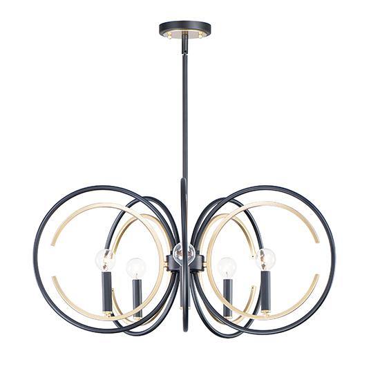 Black with Gold Ring Chandelier - LV LIGHTING
