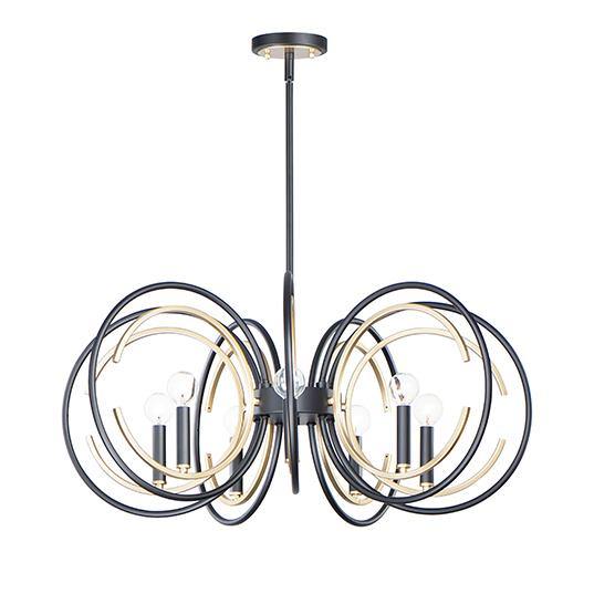 Black with Gold Ring Chandelier - LV LIGHTING