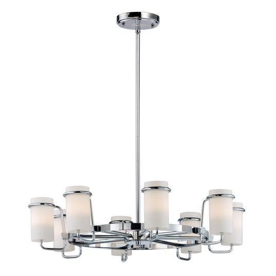 Polished Chrome with Satin White Glass Shade Chandelier - LV LIGHTING