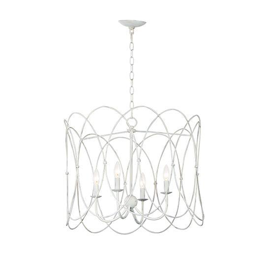 Weathered White Woven Wire Frame Chandelier - LV LIGHTING