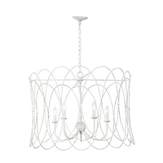 Weathered White Woven Wire Frame Chandelier - LV LIGHTING