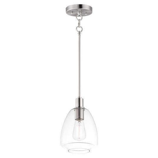 Steel with Clear Glass Shade Single Light Pendant - LV LIGHTING