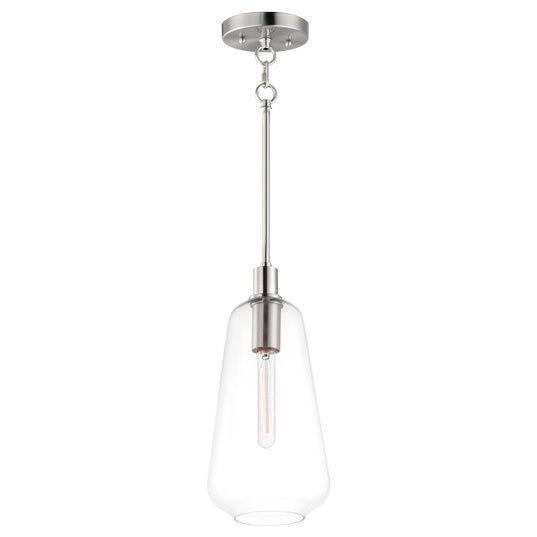 Steel with Clear Glass Shade Single Light Pendant - LV LIGHTING