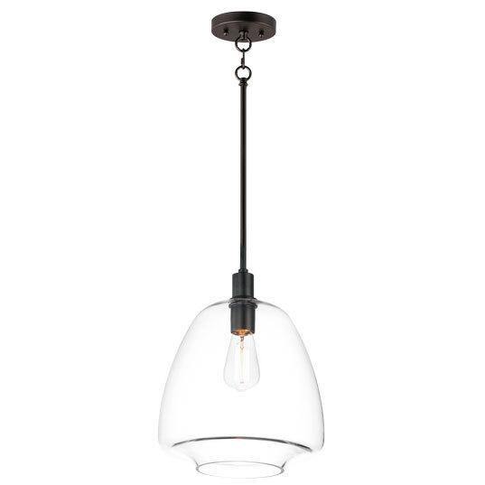 Steel with Clear Glass Shade Single Light Pendant - LV LIGHTING