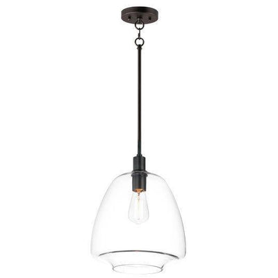 Steel with Clear Glass Shade Single Light Pendant - LV LIGHTING