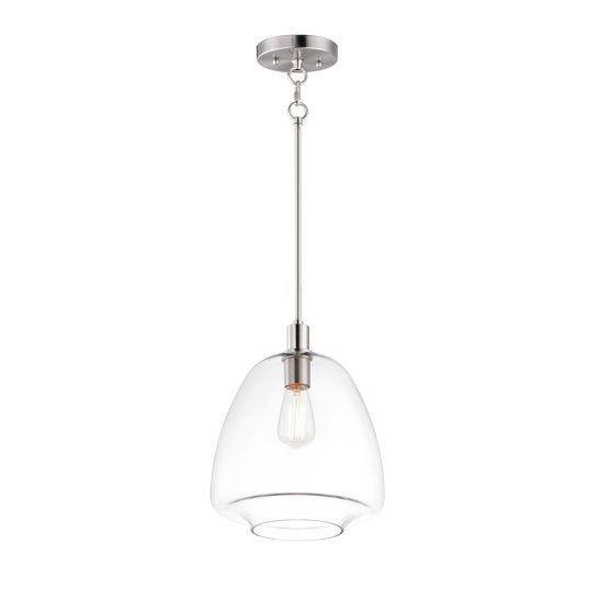 Steel with Clear Glass Shade Single Light Pendant - LV LIGHTING