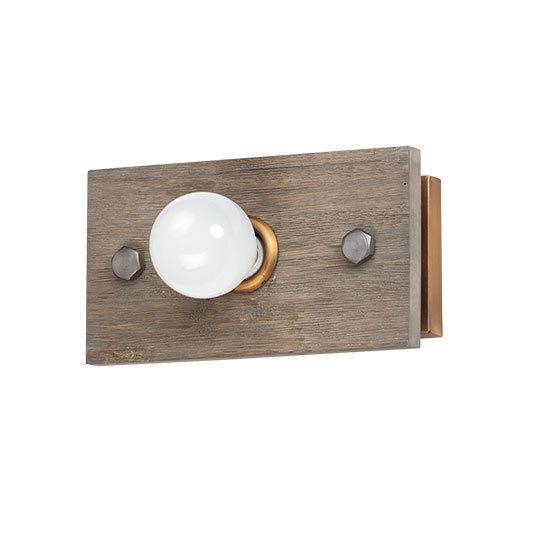 Weathered Wood with Antique Brass Wall Sconce - LV LIGHTING