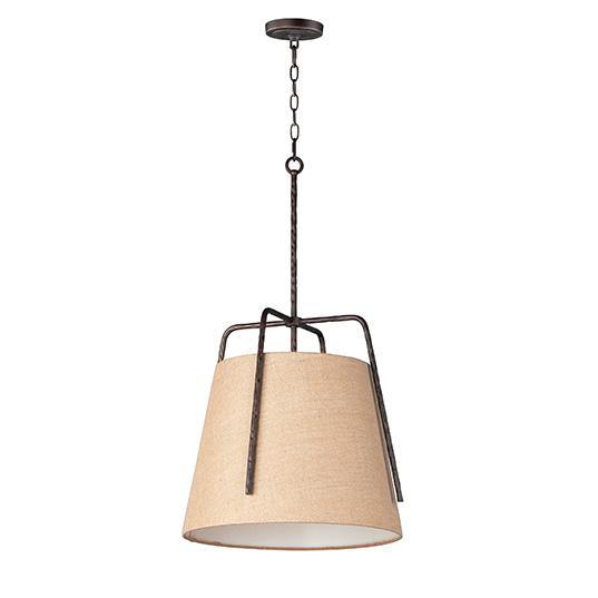Oil Rubbed Bronze with Burlap Fabric Shade Pendant - LV LIGHTING