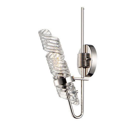 Polished Nickel with Clear Spiral Glass Shade Wall Sconce - LV LIGHTING