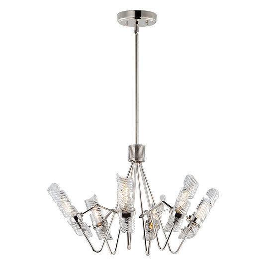 Polished Nickel with clear Spiral Glass Shade Chandelier - LV LIGHTING