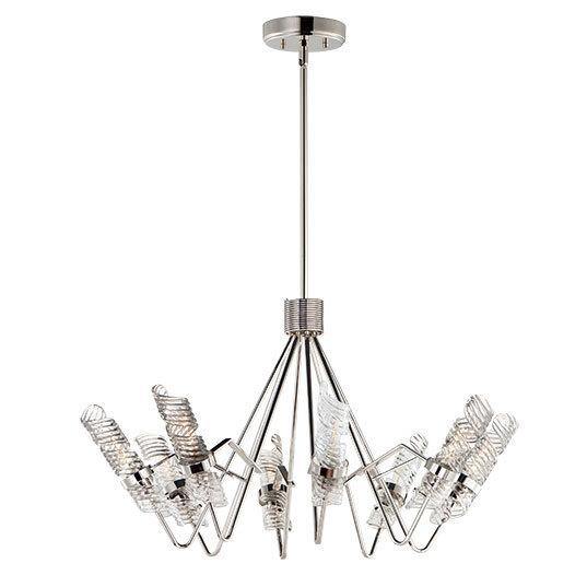 Polished Nickel with clear Spiral Glass Shade Chandelier - LV LIGHTING