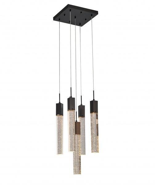 Steel with Bubble Block Crystal Chandelier - LV LIGHTING