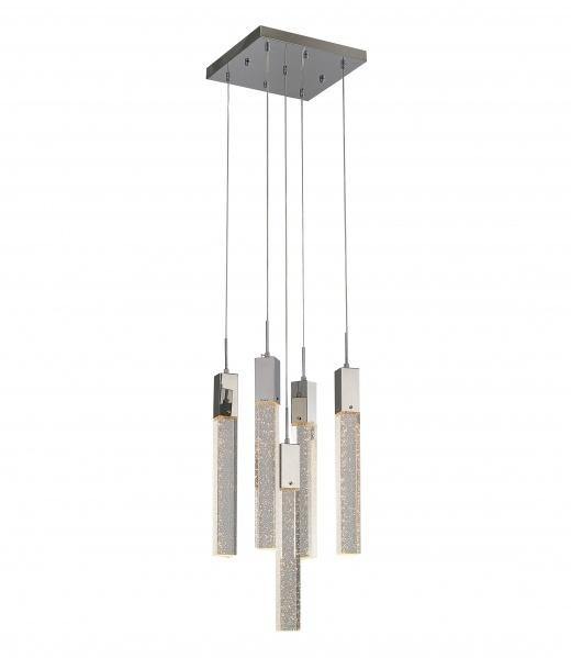 Steel with Bubble Block Crystal Chandelier - LV LIGHTING