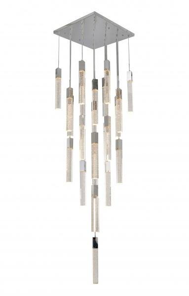 Steel with Bubble Block Crystal Chandelier - LV LIGHTING