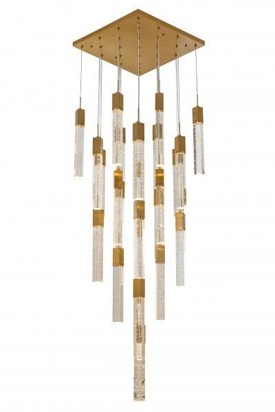 Steel with Bubble Block Crystal Chandelier - LV LIGHTING