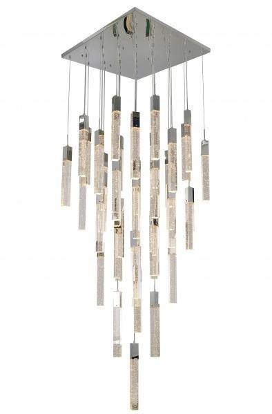 Steel with Bubble Block Crystal Chandelier - LV LIGHTING