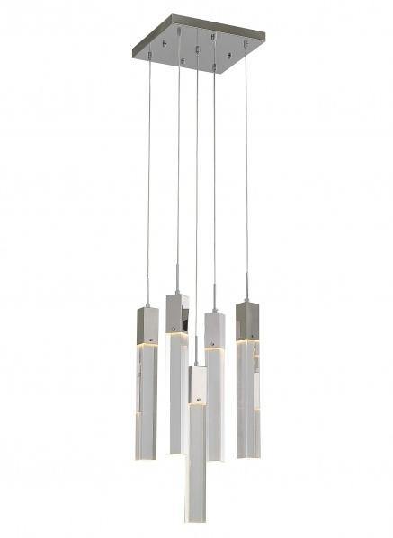 Steel with Clear Block Crystal Chandelier - LV LIGHTING