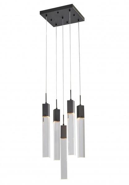 Steel with Clear Block Crystal Chandelier - LV LIGHTING