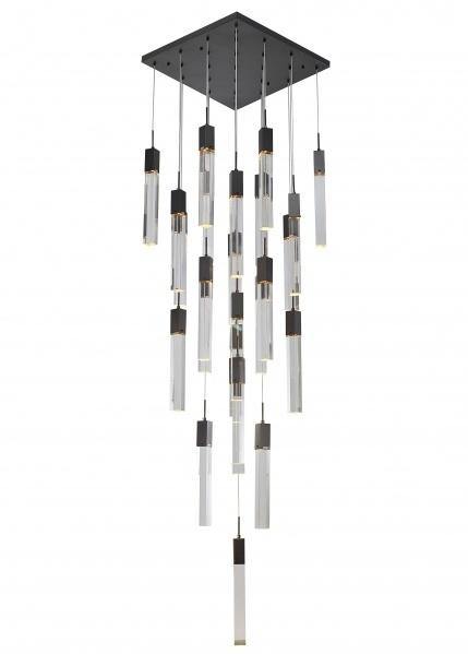 Steel with Clear Block Crystal Chandelier - LV LIGHTING