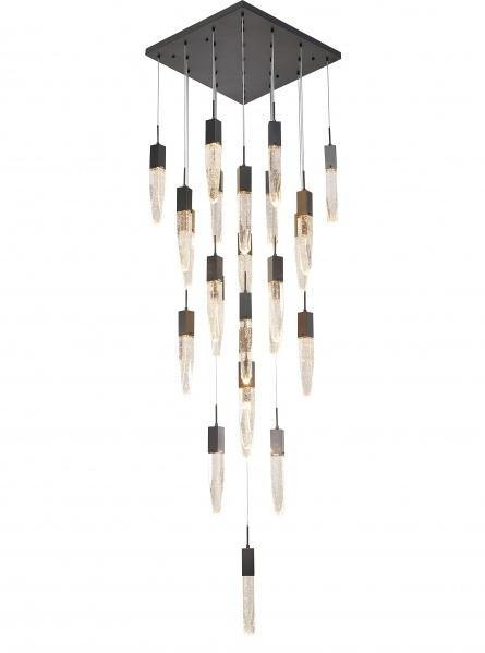 Steel with Clear Bubble Hanging Crystal Chandelier - LV LIGHTING