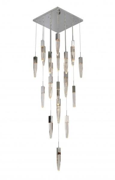 Steel with Clear Bubble Hanging Crystal Chandelier - LV LIGHTING